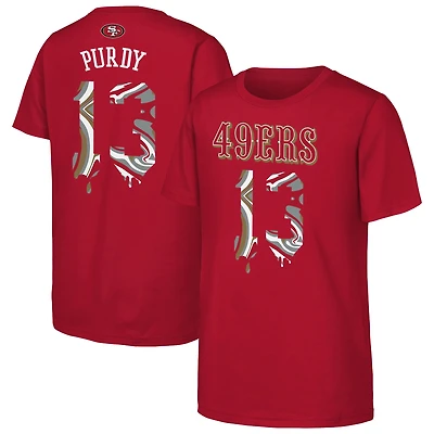 Youth Outerstuff Brock Purdy Scarlet San Francisco 49ers Mainliner Drip Player Name & Number T-Shirt