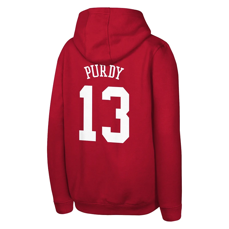 Youth Outerstuff Brock Purdy Scarlet San Francisco 49ers Mainliner Player Name & Number Hoodie