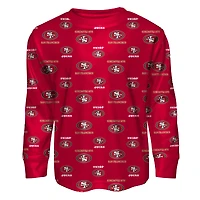 Youth Outerstuff Scarlet San Francisco 49ers All-Over-Print Long Sleeve T-Shirt and Pants Sleep Set