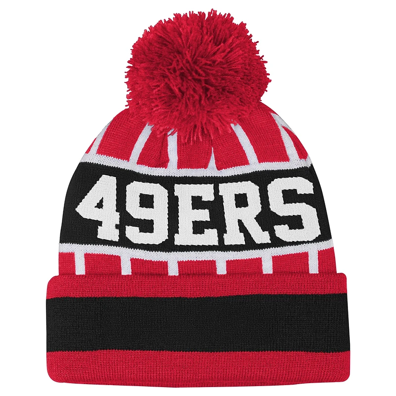 Bonnet en tricot à revers et pompon Youth Outerstuff Scarlet San Francisco 49ers Go Fast