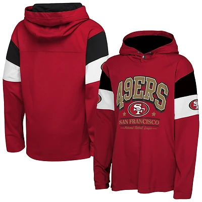 T-shirt à capuche manches longues Youth Outerstuff Scarlet San Francisco 49ers The Champs Back