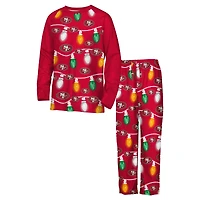 Youth San Francisco 49ers Two-Piece Garland Holiday Long Sleeve Pajama Set