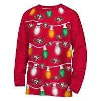 Youth San Francisco 49ers Two-Piece Garland Holiday Long Sleeve Pajama Set