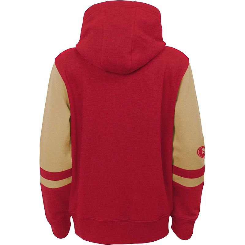 Youth Scarlet San Francisco 49ers Colorblock Full-Zip Hoodie
