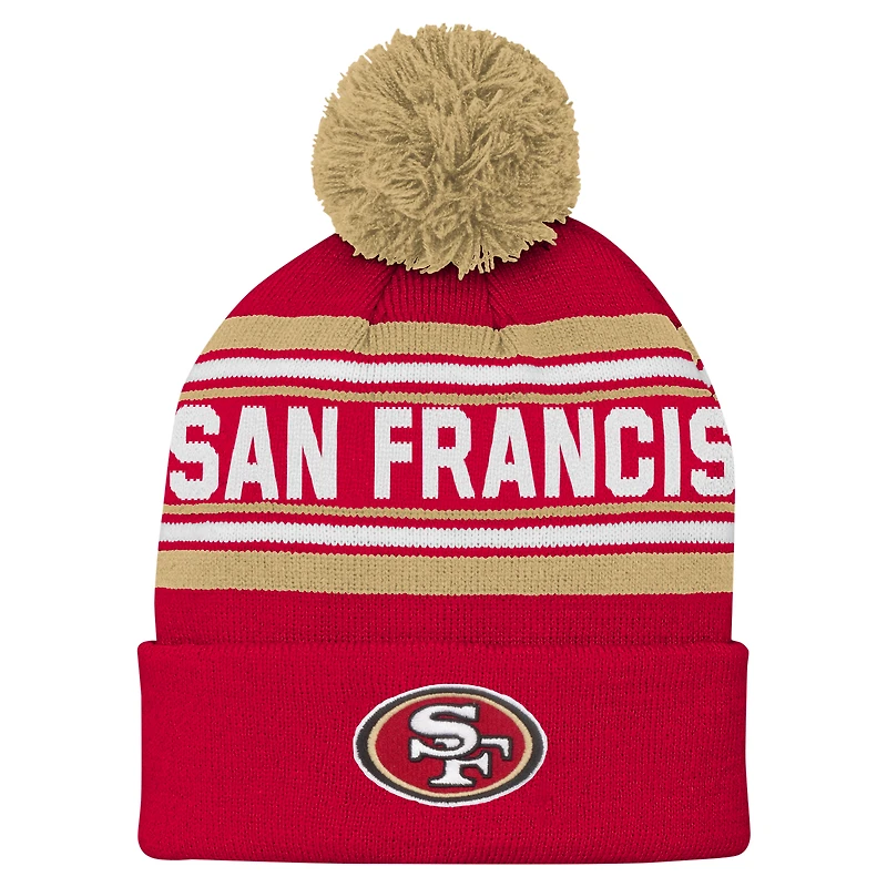 Youth Scarlet San Francisco 49ers  Jacquard Cuffed Knit Hat with Pom