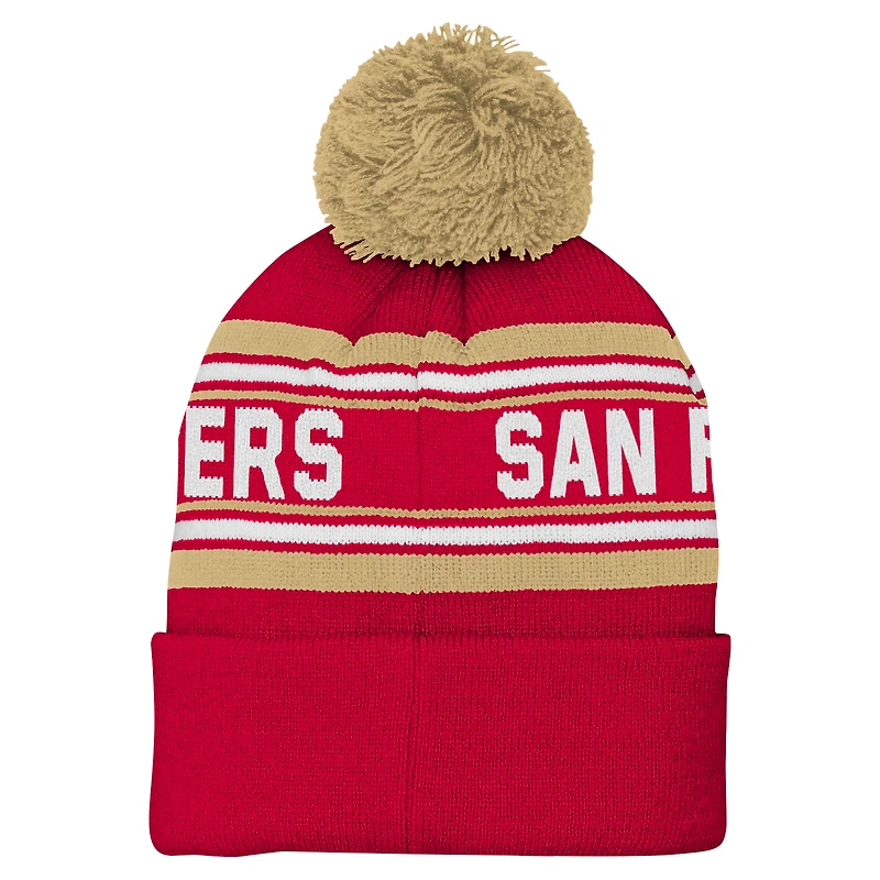 Youth Scarlet San Francisco 49ers  Jacquard Cuffed Knit Hat with Pom