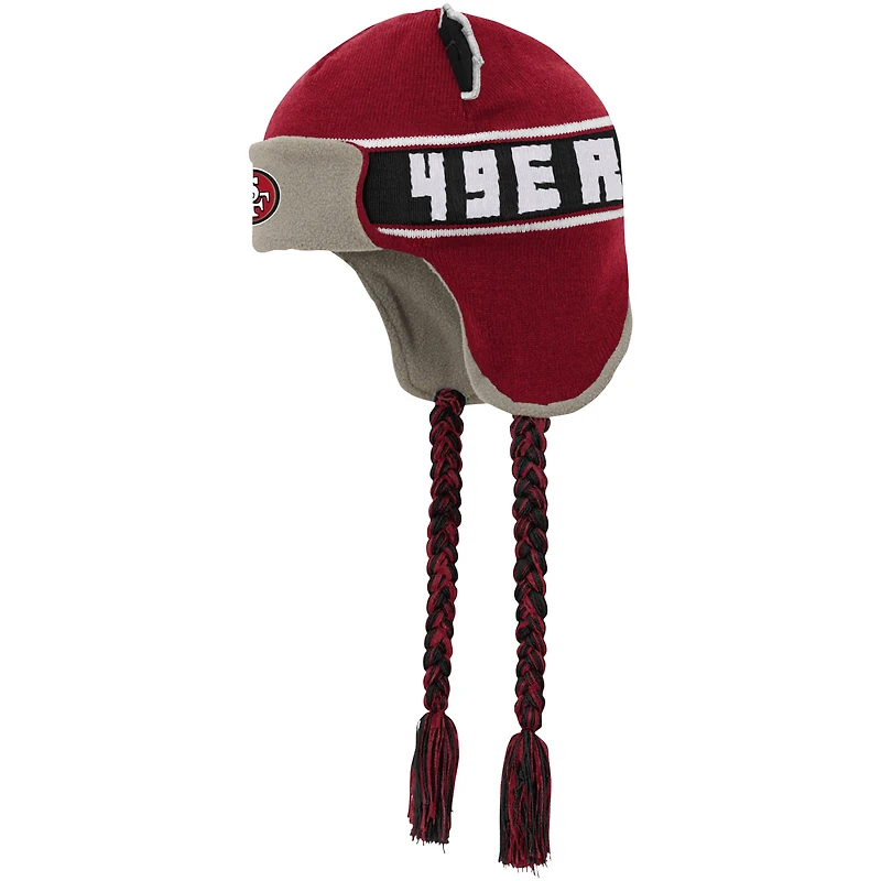 Youth Scarlet San Francisco 49ers Wordmark Ears Trooper Knit Hat
