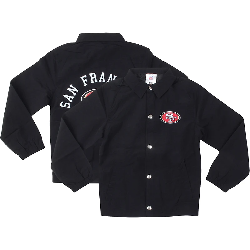 Youth Wes & Willy Black San Francisco 49ers T Buck's Full-Snap Coaching Jacket