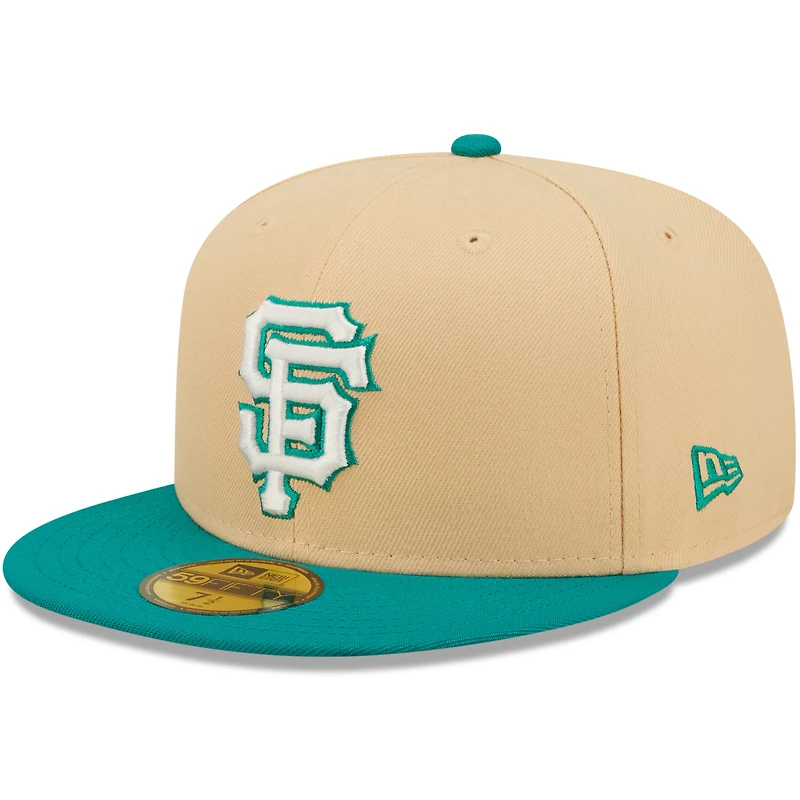 Men's New Era Natural/Teal San Francisco Giants Mango Forest 59FIFTY fitted hat