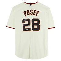 Buster Posey San Francisco Giants Autographed Cream Nike Replica Jersey with "3x WS Champ" Inscription