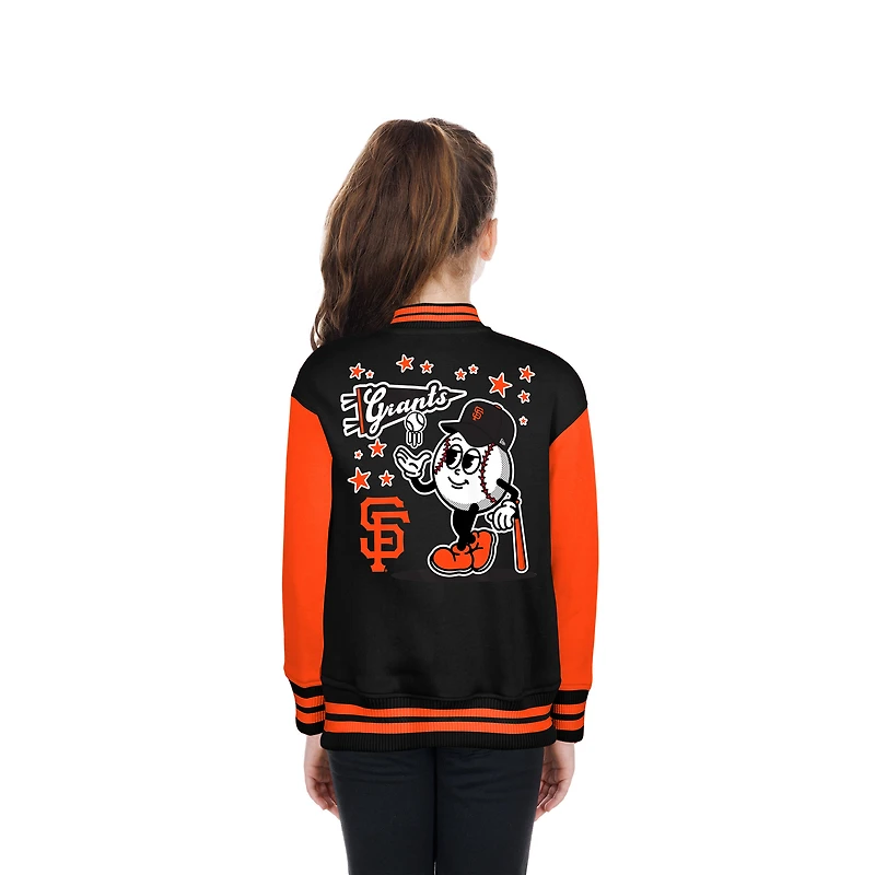 Veste polaire noire à boutons-pression New Era pour filles et jeunes, modèle San Francisco Giants
