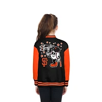 Veste polaire noire à boutons-pression New Era pour filles et jeunes, modèle San Francisco Giants