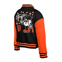 Veste polaire noire à boutons-pression New Era pour filles et jeunes, modèle San Francisco Giants