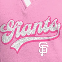 T-shirt raglan col V rose New Era pour jeunes filles des Giants de San Francisco