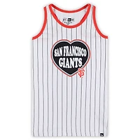 Débardeur blanc à fines rayures New Era pour jeunes filles des Giants de San Francisco