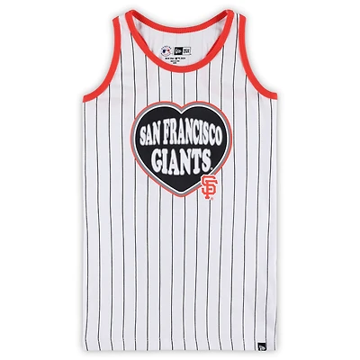 Girls Youth New Era White San Francisco Giants Pinstripe Tank Top