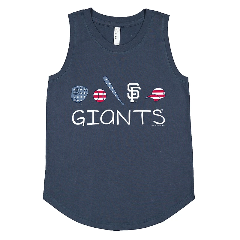 Girls Youth Soft as a Grape Denim San Francisco Giants Americana Tank Top