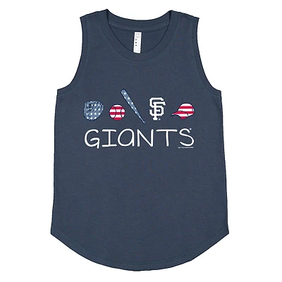 Girls Youth Soft as a Grape Denim San Francisco Giants Americana Tank Top