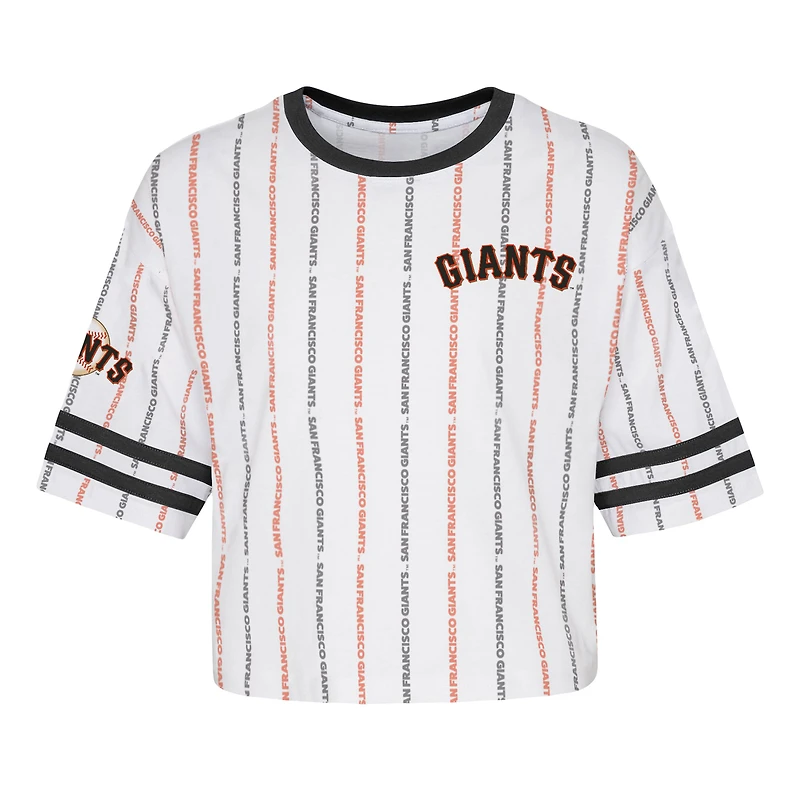 T-shirt blanc à rayures pour jeune fille San Francisco Giants Ball