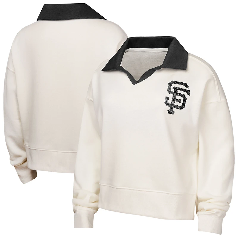 Girls Youth White San Francisco Giants Ballpark Hit Collared V-Neck Pullover Sweatshirt