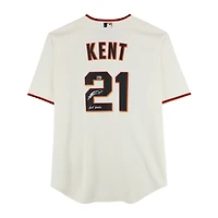Maillot réplique Nike crème autographié par Jeff Kent des Giants de San Francisco avec inscription « HOF 2026 »