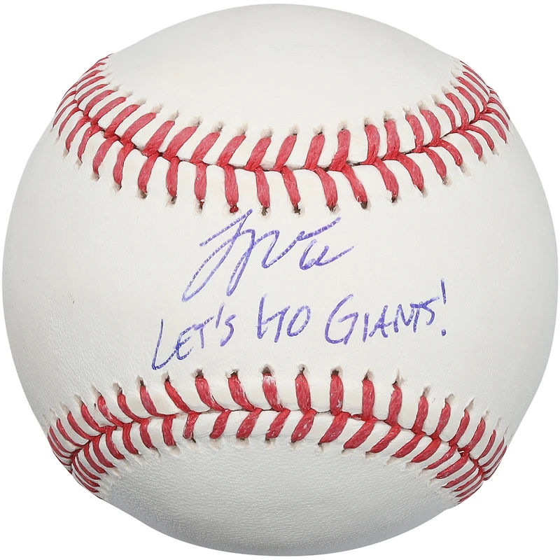 Balle de baseball autographiée par Logan Webb des Giants de San Francisco avec l'inscription « Allez les Giants ! »