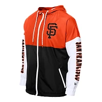 Coupe-vent à capuche entièrement zippé New Era noir/orange pour homme des Giants de San Francisco