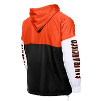 Coupe-vent à capuche entièrement zippé New Era noir/orange pour homme des Giants de San Francisco