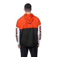 Coupe-vent à capuche entièrement zippé New Era noir/orange pour homme des Giants de San Francisco