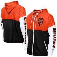 Coupe-vent à capuche entièrement zippé New Era noir/orange pour homme des Giants de San Francisco