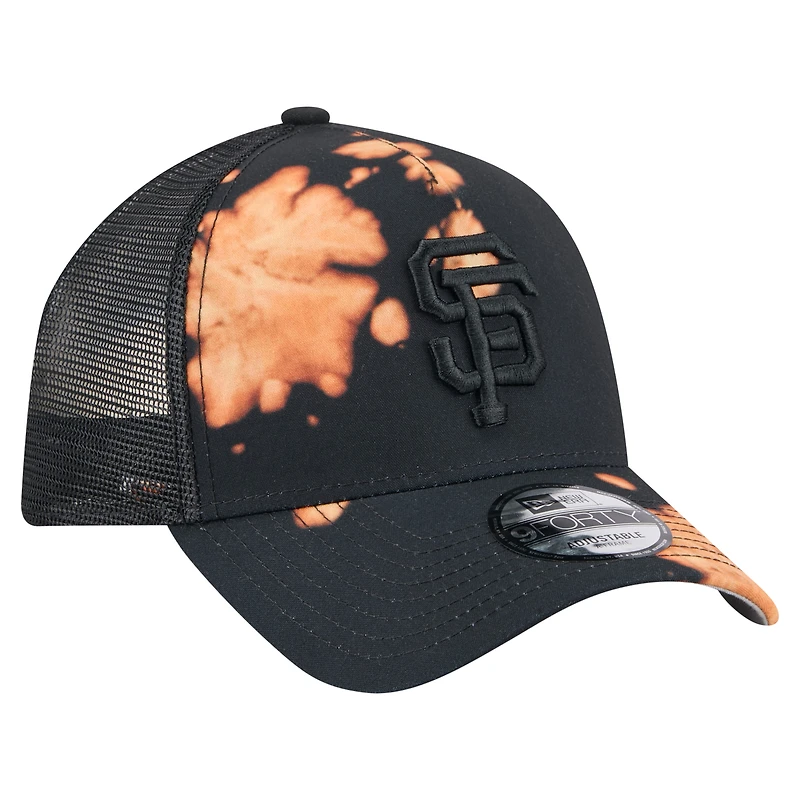 Men's New Era  Black San Francisco Giants Bleached A-Frame 9FORTY Adjustable Hat