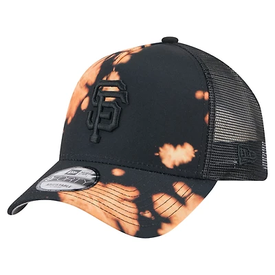 Men's New Era Black San Francisco Giants Bleached A-Frame 9FORTY Adjustable Hat
