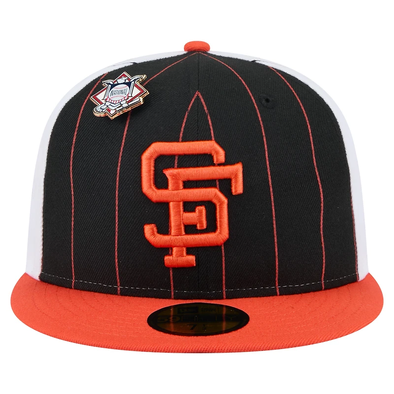 Men's New Era  Black San Francisco Giants Pinstripe 59FIFTY Fitted Hat