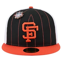 Men's New Era  Black San Francisco Giants Pinstripe 59FIFTY Fitted Hat