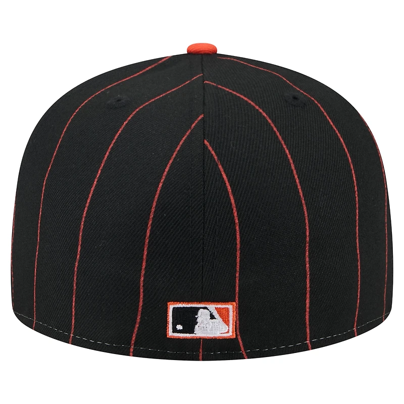 Men's New Era  Black San Francisco Giants Pinstripe 59FIFTY Fitted Hat
