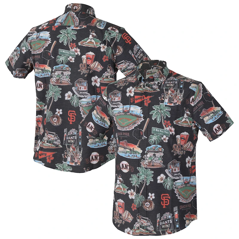 Haut boutonné noir Scenic Tri-Blend Performance pour homme Reyn Spooner des Giants de San Francisco
