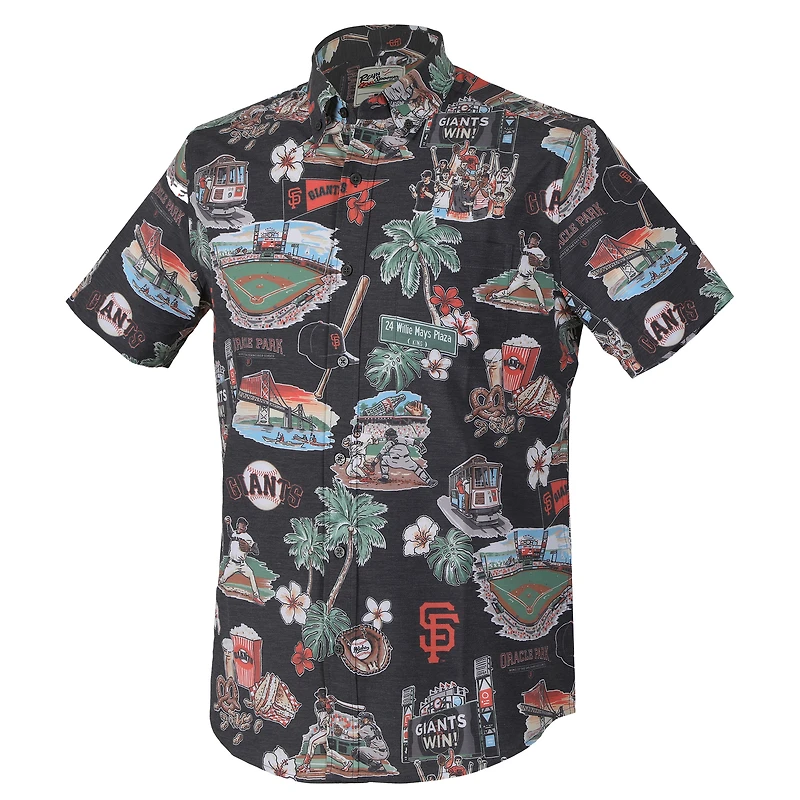 Haut boutonné noir Scenic Tri-Blend Performance pour homme Reyn Spooner des Giants de San Francisco