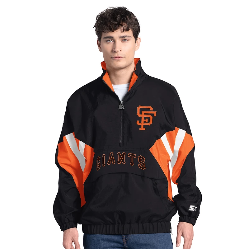Men's Starter  Black San Francisco Giants Cooperstown Chief Half-Zip Pullover