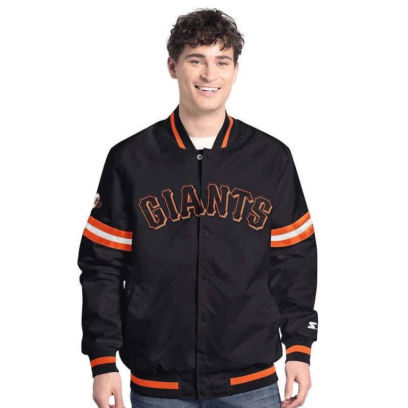 Men's Starter  Black San Francisco Giants Scout Full-Snap Varsity Jacket
