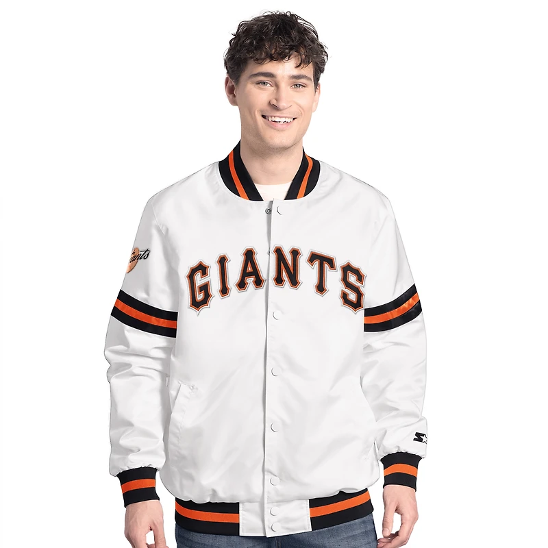 Men's Starter White San Francisco Giants Cooperstown Scout Full-Snap Varsity Jacket