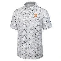 Chemise boutonnée à manches courtes pour homme Tommy Bahama Grey San Francisco Giants Nova Wave Riptide Rally Camp