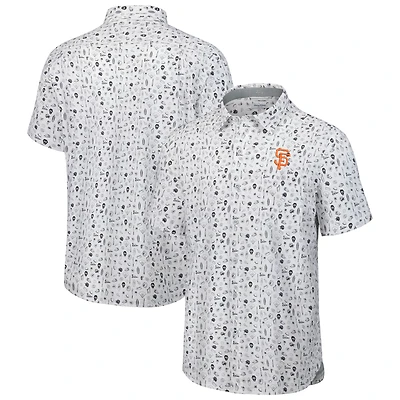 Chemise boutonnée à manches courtes pour homme Tommy Bahama Grey San Francisco Giants Nova Wave Riptide Rally Camp