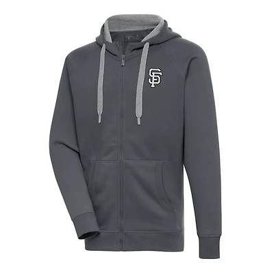 Sweat à capuche entièrement zippé Antigua Charcoal San Francisco Giants Metallic Victory pour homme