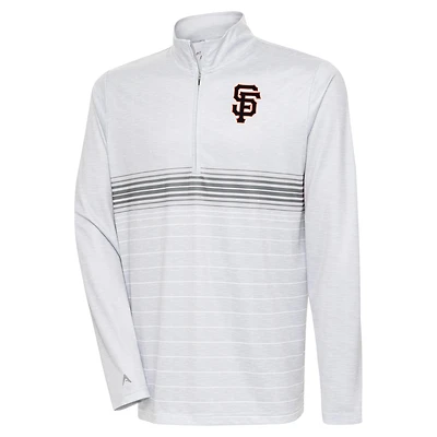 Men's Antigua Heather Gray/Steel San Francisco Giants Bullseye Quarter-Zip Pullover Top