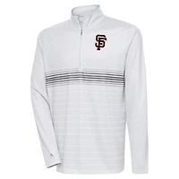 Men's Antigua Heather Gray/Steel San Francisco Giants Bullseye Quarter-Zip Pullover Top
