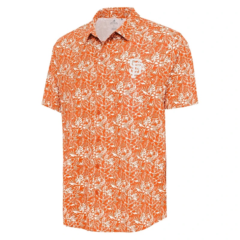 Chemise boutonnée orange Antigua pour homme, tenue de villégiature des Giants San Francisco