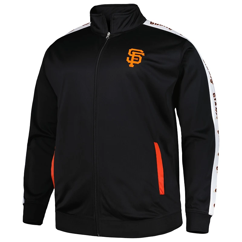 Veste de survêtement à fermeture éclair intégrale Big & Tall des Giants San Francisco noire pour homme
