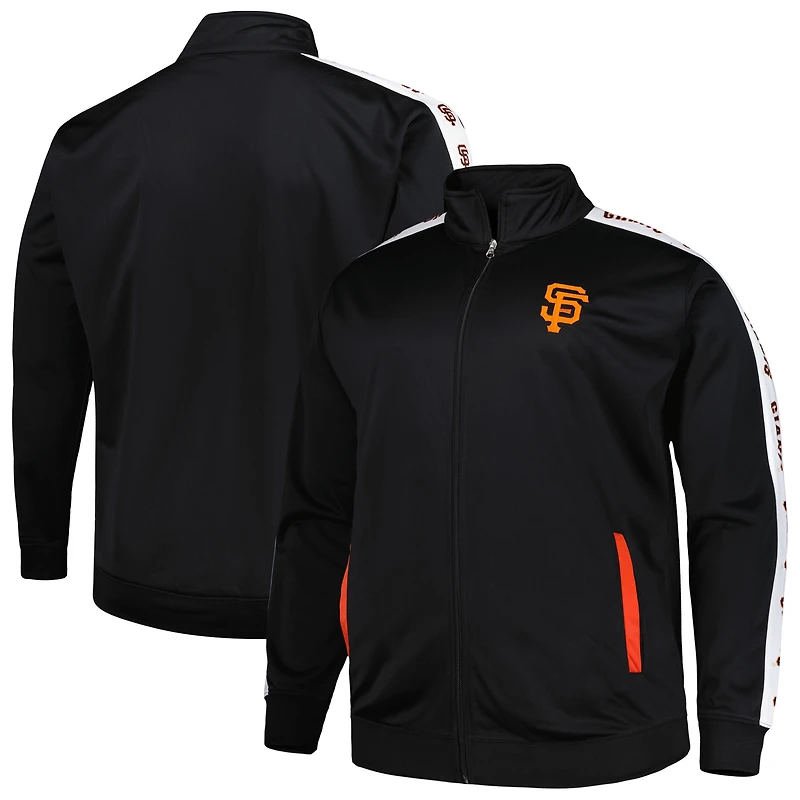 Veste de survêtement à fermeture éclair intégrale Big & Tall des Giants San Francisco noire pour homme