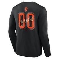 T-shirt à manches longues noir pour homme San Francisco Giants Hustle personnalisé avec nom et numéro