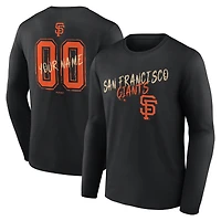 T-shirt à manches longues noir pour homme San Francisco Giants Hustle personnalisé avec nom et numéro